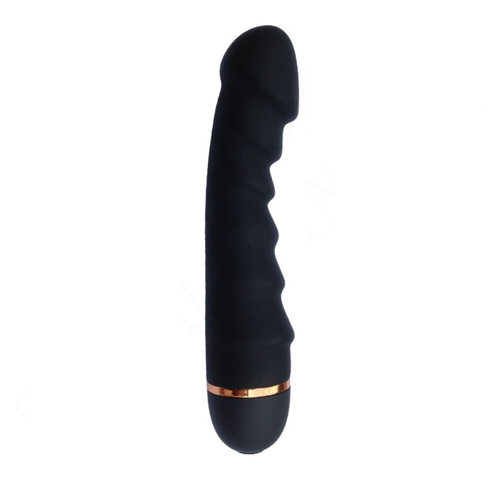 E-48 RidgePulse vibrator with textured surface and ergonomic design, showcasing its sleek shape on a neutral background.