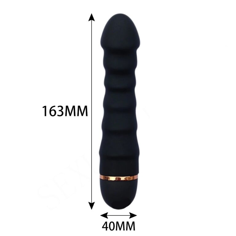 E-48 RidgePulse vibrator with textured surface and ergonomic design, shown in a sleek black finish.