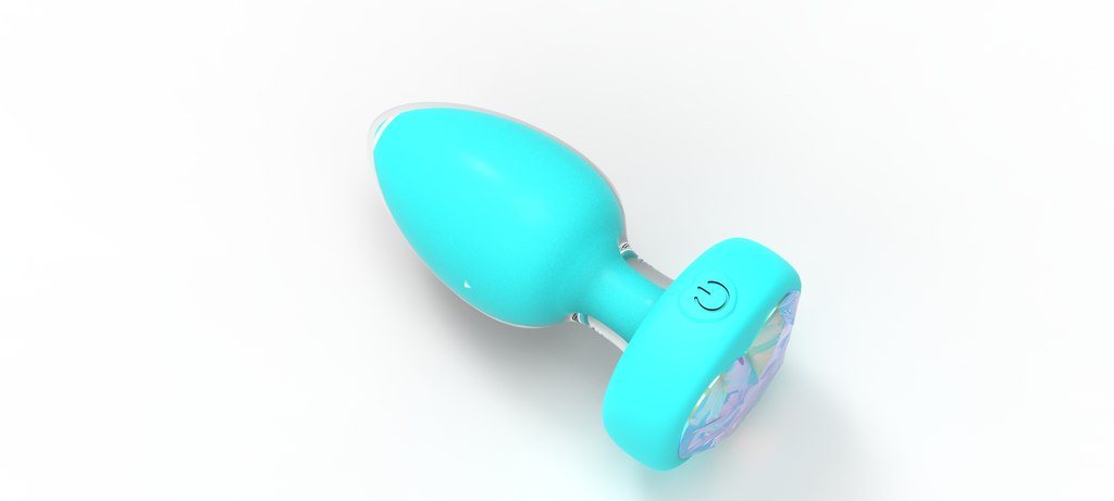 Turkis Ekstase Aqua Pulse remote-controlled vibrations anal plug by E-43, featuring a sleek design and textured surface.