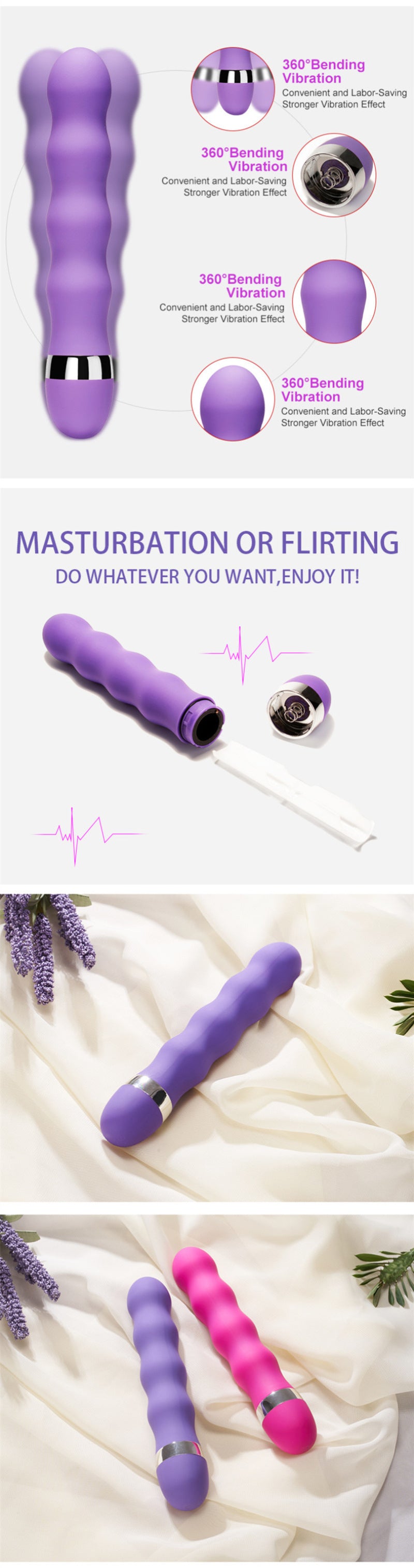 E-27 FlexiGlow vibrator with flexible design, smooth surface, and ergonomic shape for comfortable use.