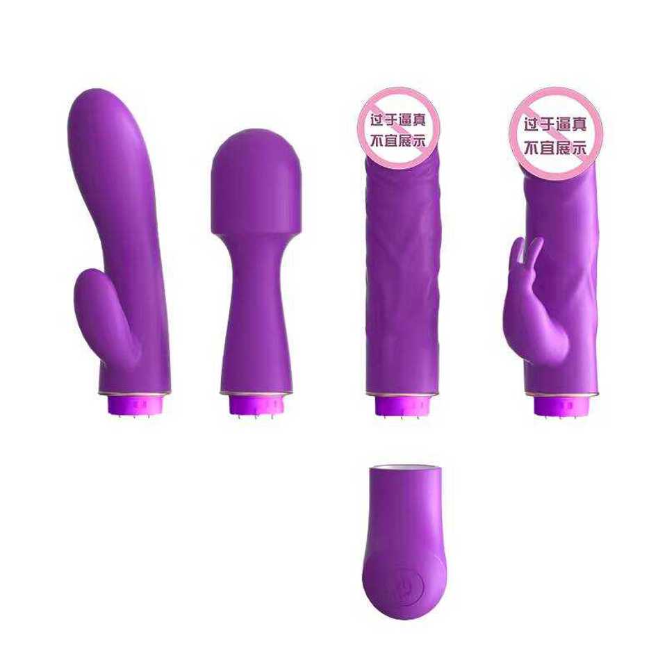 LIYA Velvet Pulse 4-in-1 vibrator set by D-22 featuring medical silicone, 10 vibration modes, USB rechargeable, waterproof, in gift box.