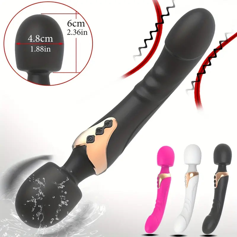 E-35 DualEclipse Wand Vibrator with sleek design and textured surface, showcased on a neutral background.