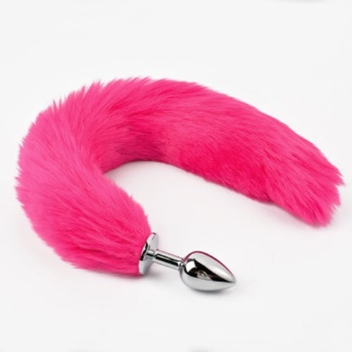 E-12, E-13, E-11 fox tail plug in grey, pink, and black with realistic fox tail for adult toy use