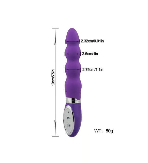 VelvetRipple Wavy Silicone Vibrator by D-36, 18 cm soft-touch design with 10-function technology, in vibrant purple color.