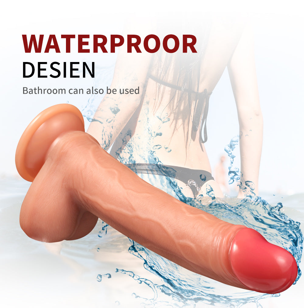 Realistic telescopic dildo "Pulsierendes Feuer" by C-41, featuring detailed texture and adjustable length, on a neutral background.