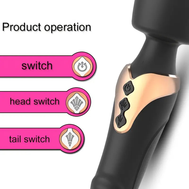 E-35 DualEclipse Wand Vibrator with dual motor design and smooth silicone surface, shown in close-up.