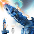 Blue dragon fantasy monster dildo by F-33, detailed purple and blue textured silicone toy with dragon scales and realistic features.