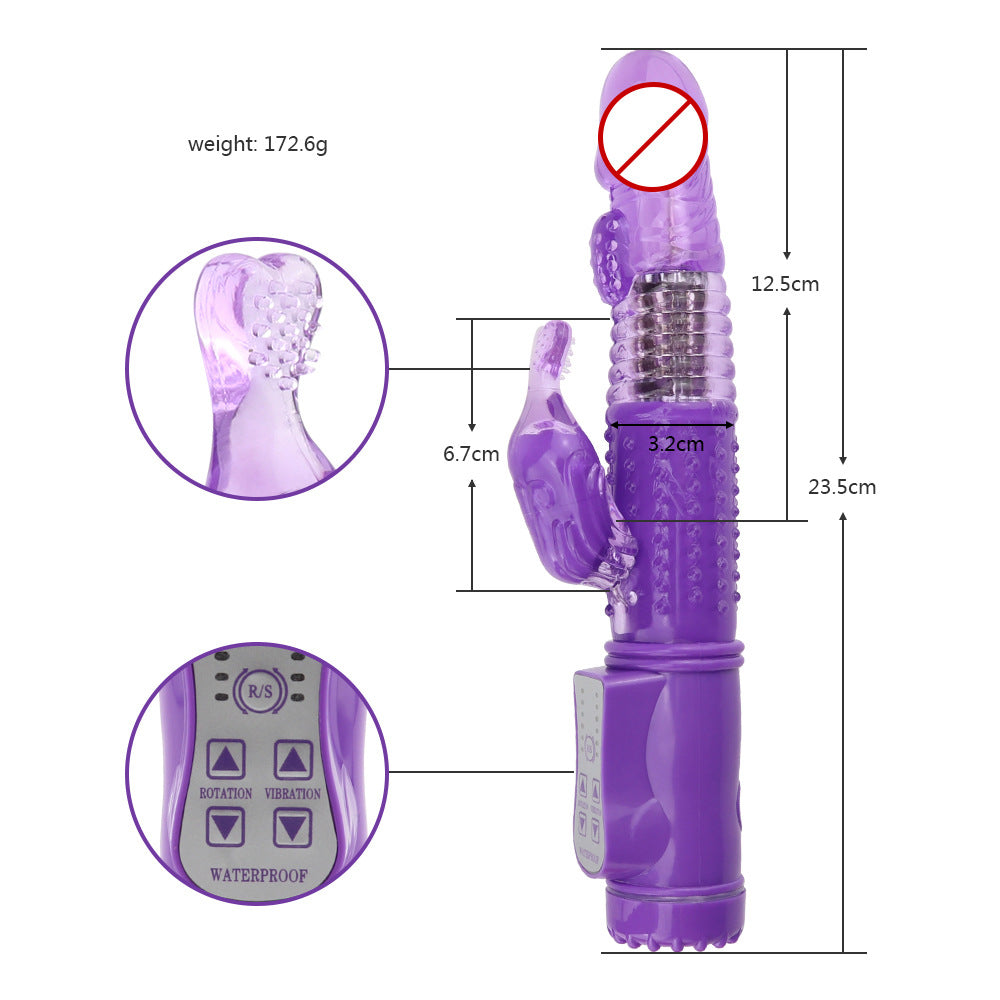 F-36 CrystalPearl rotating thrusting rabbit vibrator with textured surface and dual motor for enhanced pleasure, shown in close-up.