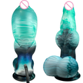 Blue inflatable fantasy dildo shaped like a turquoise dragon from B-31, featuring detailed dragon scales and a realistic design.
