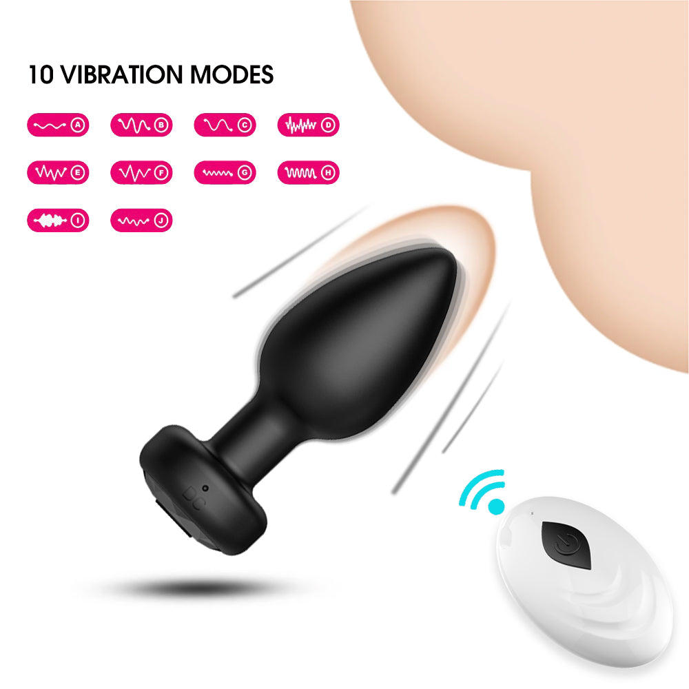 F-32 EchoPulse Anal Thruster in black with textured surface and ergonomic design, suitable for anal stimulation and pleasure.
