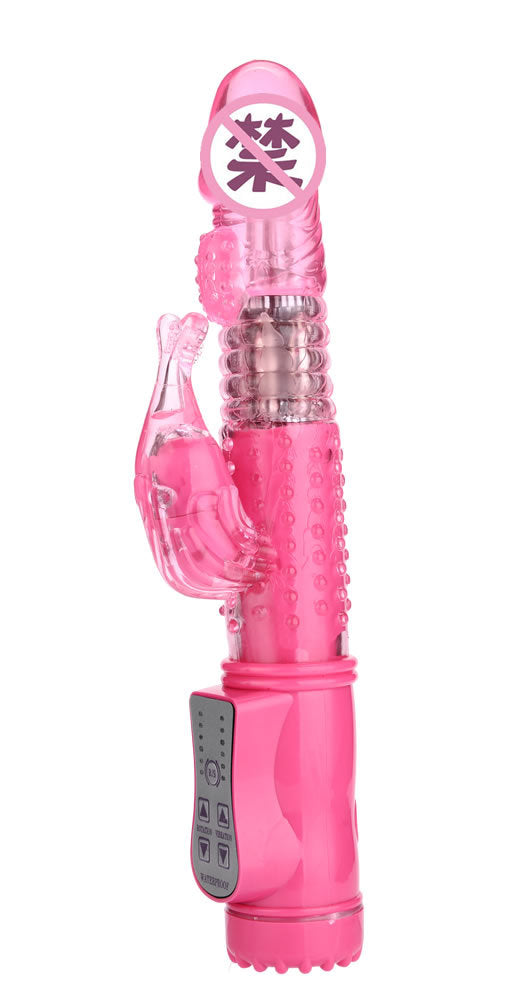 F-36 CrystalPearl rotating thrusting rabbit vibrator with dual motors, smooth silicone body, and adjustable settings.