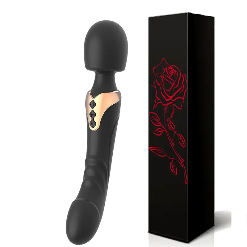 E-35 DualEclipse Wand Vibrator with ergonomic design and textured surface for targeted pleasure, shown in a neutral setting.