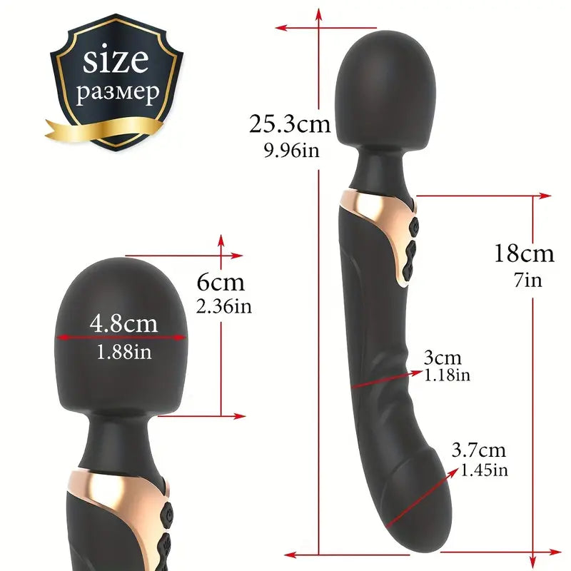 E-35 DualEclipse Wand Vibrator with dual motors, sleek design, and adjustable settings, shown on a neutral background.