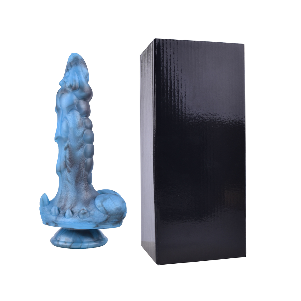 Blue dragon fantasy monster dildo from F-33, detailed with scales and textured surface for immersive adult pleasure.
