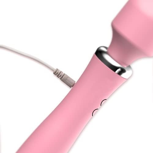 E-47 Double Shock Mini Wand vibrator with warming feature, compact size, and smooth surface for intimate use.