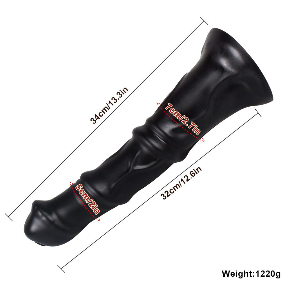 Large realistic horse-shaped dildo by A-55, 32cm long, with suction cup, designed for adult pleasure and anal use.