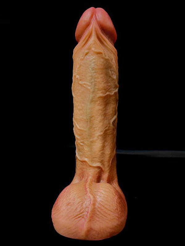 Realistic Dildo with suction cup from D-48, D-46, D-47 brands, showing textured surface and flexible design for adult pleasure.