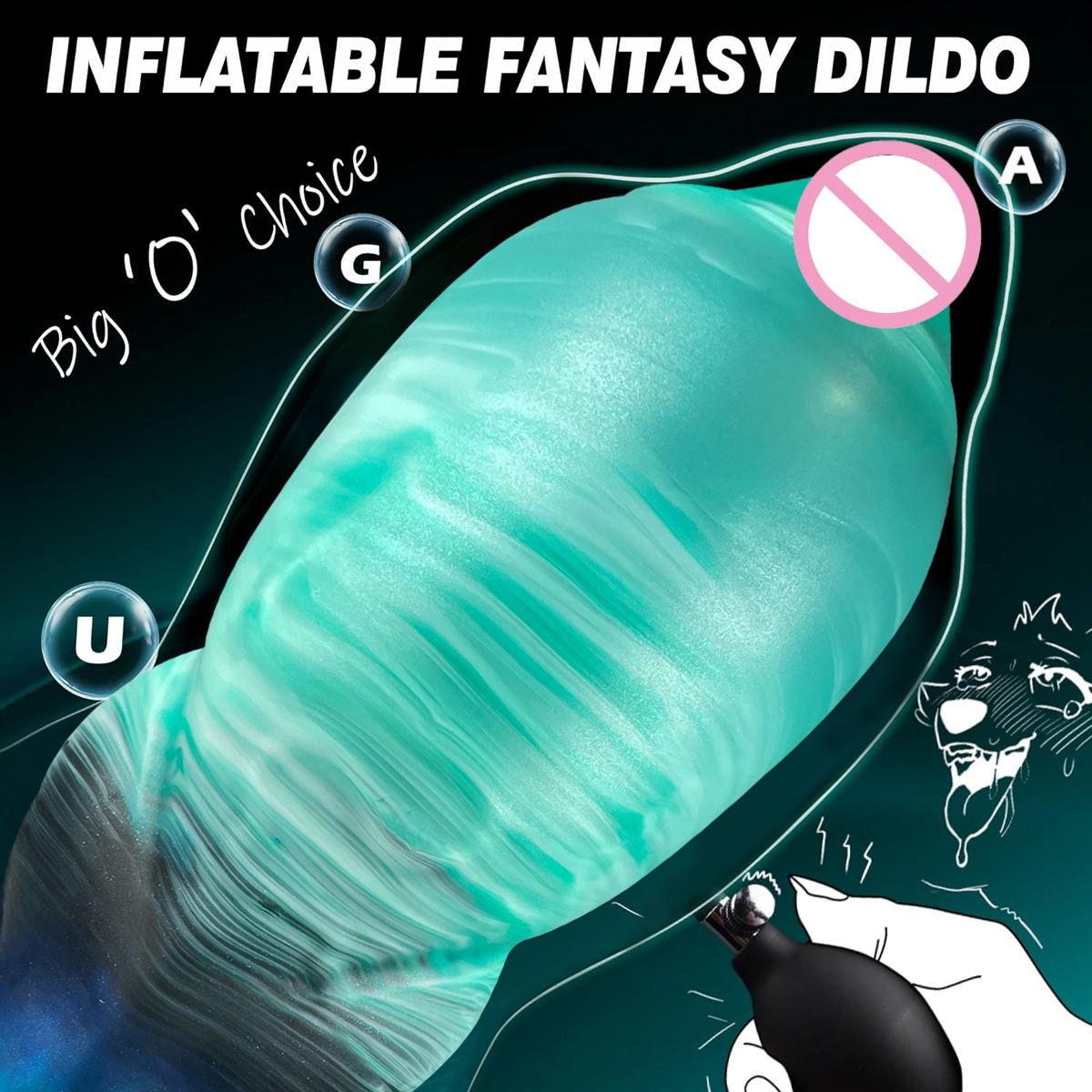 Blue inflatable fantasy dildo shaped like a turquoise dragon, featuring detailed scales and wings, by B-31.