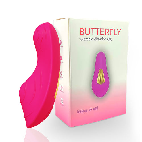 A-36 App Remote Vibrator Butterfly with colorful butterfly design, remote control, and smooth silicone surface for intimate pleasure.
