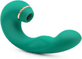 E-53 Green Tongue Slapper G-Spot vibrator with clitoral stimulation and licking function, featuring a sleek design and textured surface.