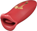 E-25 Red Lip Vibrating Sucker vibrator with oral-simulation design, featuring red lip shape and textured surface for pleasure.