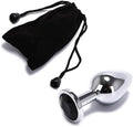 A LuxeGem stainless steel anal plug with crystal design, waterproof, 55g, in various stone colors, suitable for beginners and pros.