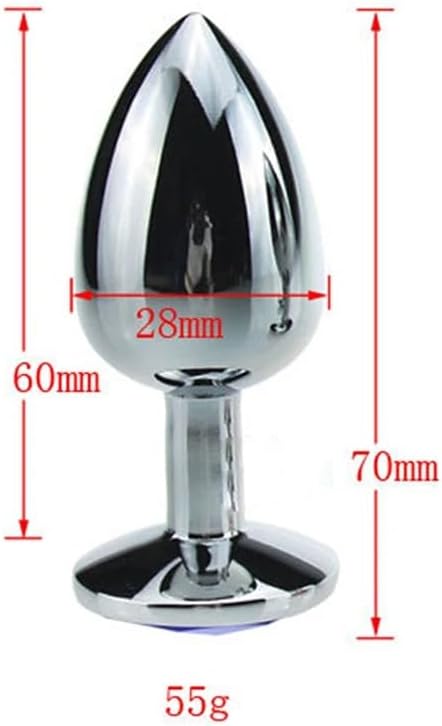 LuxeGem stainless steel butt plug with crystal detail, waterproof, 55g, available in various stone colors, BDSM sex toy for beginners and pros.