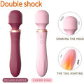 E-47 Double Shock Mini Wand vibrator with warming feature, compact ergonomic design, and smooth surface for intimate pleasure.