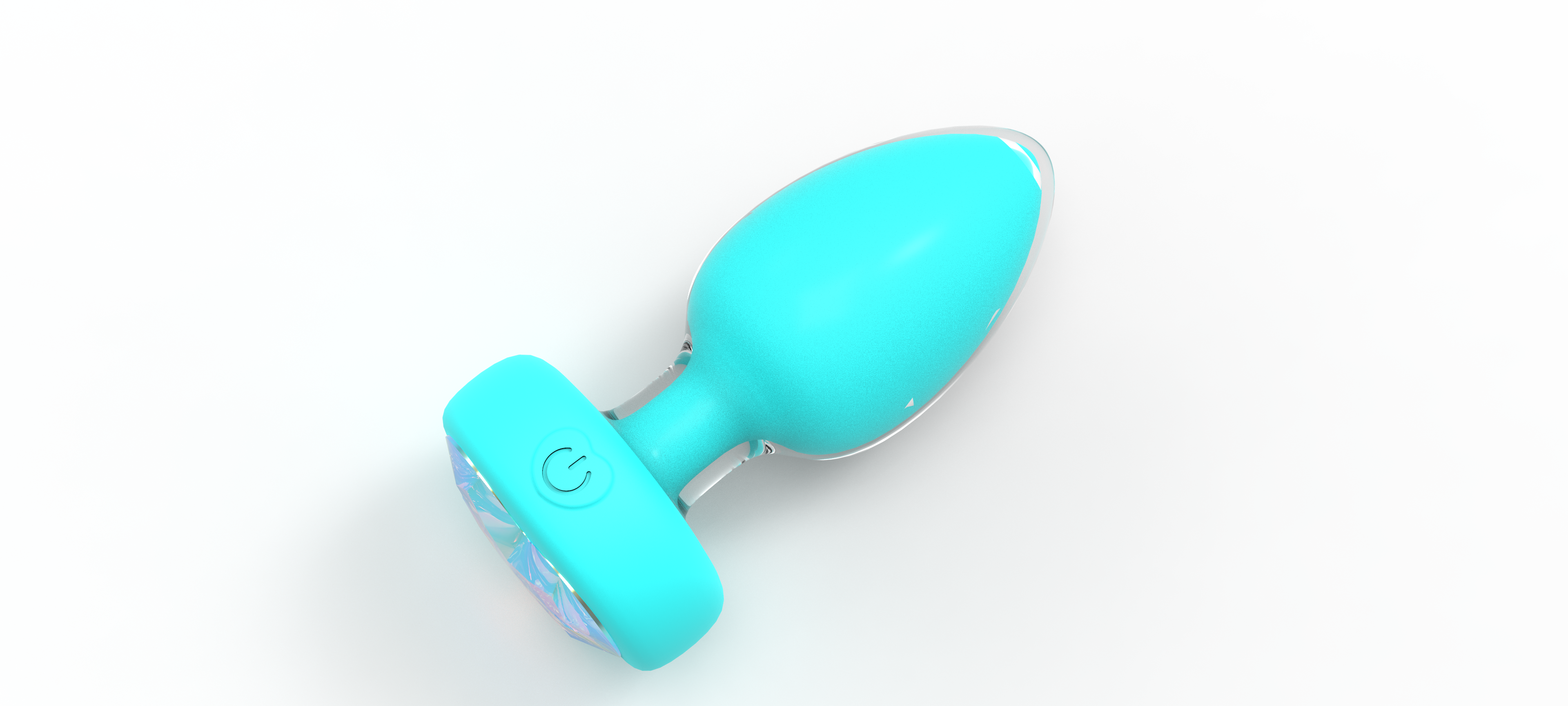 Turquoise Aqua Pulse remote-controlled anal plug by E-43, Vibrations-Analplug with sleek design and textured surface.