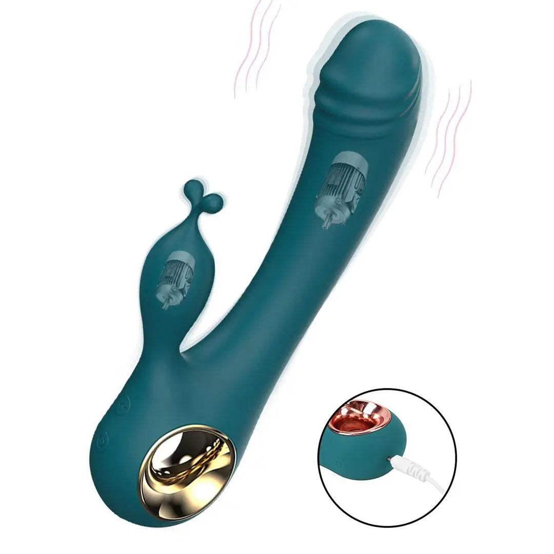 AntlerKiss Dual Motor Rabbit Vibrator by C-33 showing sleek silicone body with dual motors and textured design for enhanced pleasure.