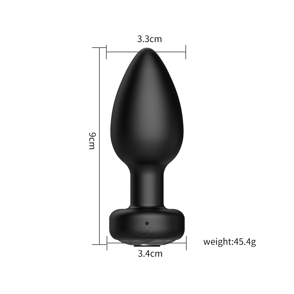 F-32 EchoPulse Anal Thruster in black, with smooth silicone surface and adjustable control settings, designed for comfortable anal stimulation.