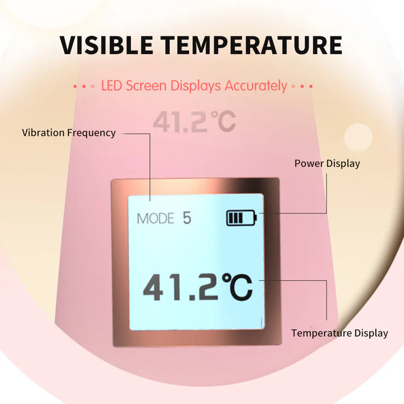 Digital warming petal rabbit vibrator from BlossomHeat by C-32, featuring a sleek design with dual stimulator and textured surface.