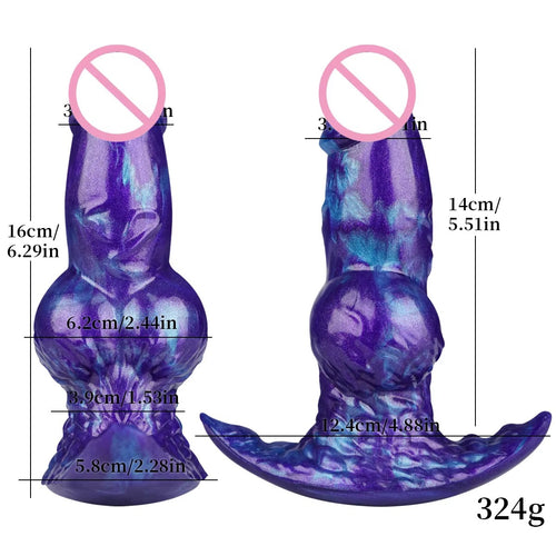 Inflatable fantasy dildo in vibrant violet with galaxy-inspired design from C-45, featuring detailed texture and realistic shape.