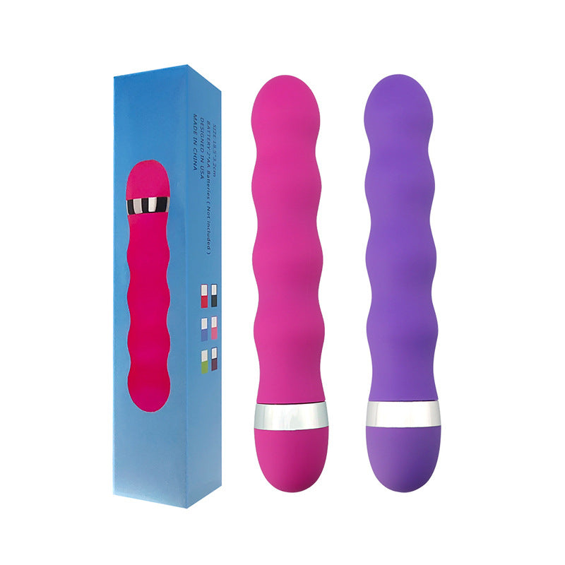 E-27 FlexiGlow vibrator with curved shape and textured surface, designed for versatile pleasure and ergonomic handling.