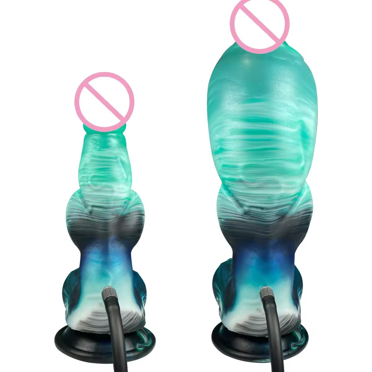 Bright blue inflatable fantasy dildo shaped like a turquoise dragon by B-31, detailed with scales and wings.