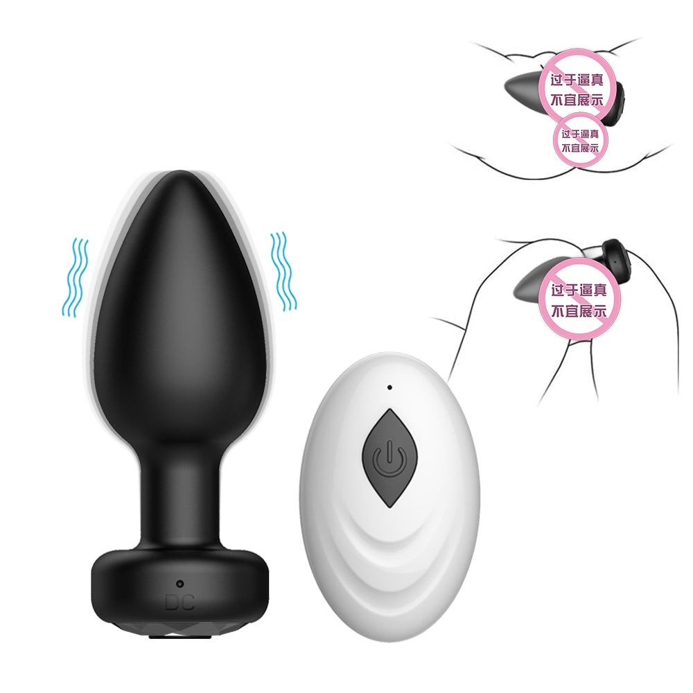 F-32 EchoPulse Anal Thruster in black, with textured surface and ergonomic shape for stimulating anal pleasure.