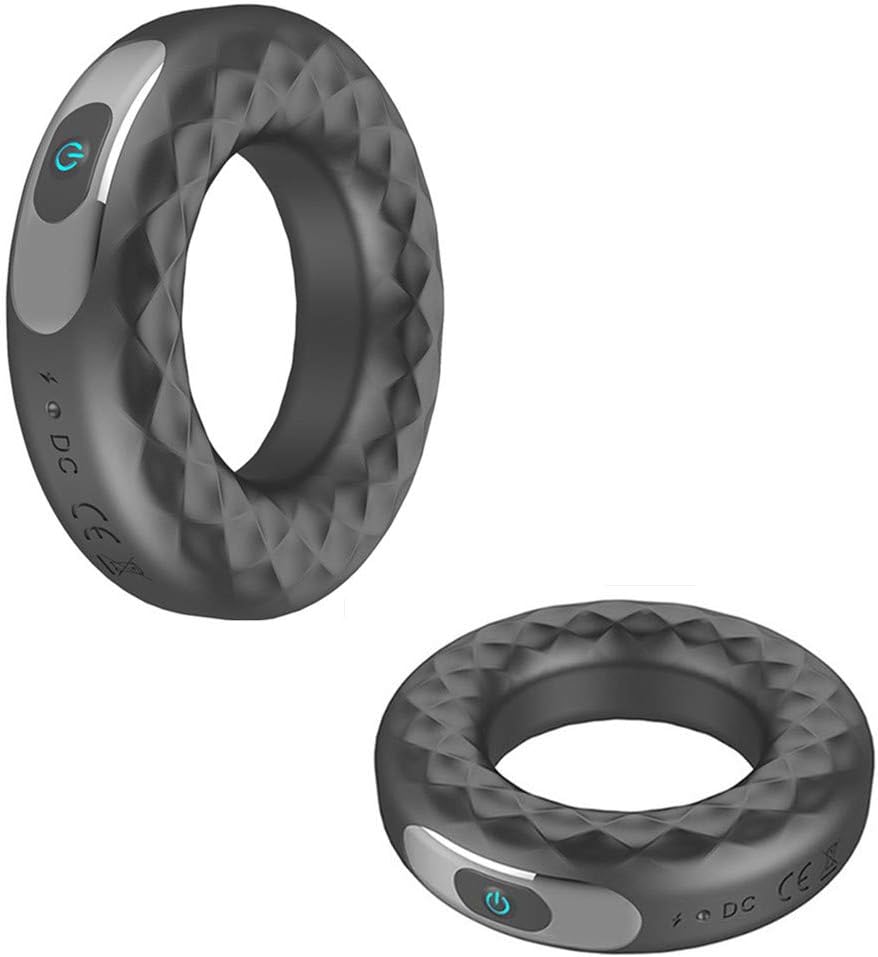 A-44 LED Cock Ring with 10 vibration modes, featuring an LED display, made of smooth silicone for enhanced pleasure.