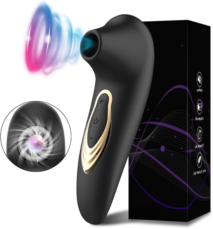 EchoKiss Suction Vibrator by F-42 showing a sleek, compact personal massager with a smooth silicone surface and adjustable suction features.
