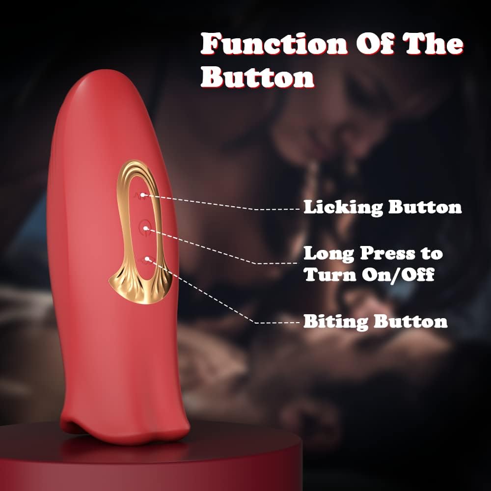 E-25 Red Lip Vibrating Sucker vibrator with oral simulation, compact and discreet personal pleasure device, pink and red design.