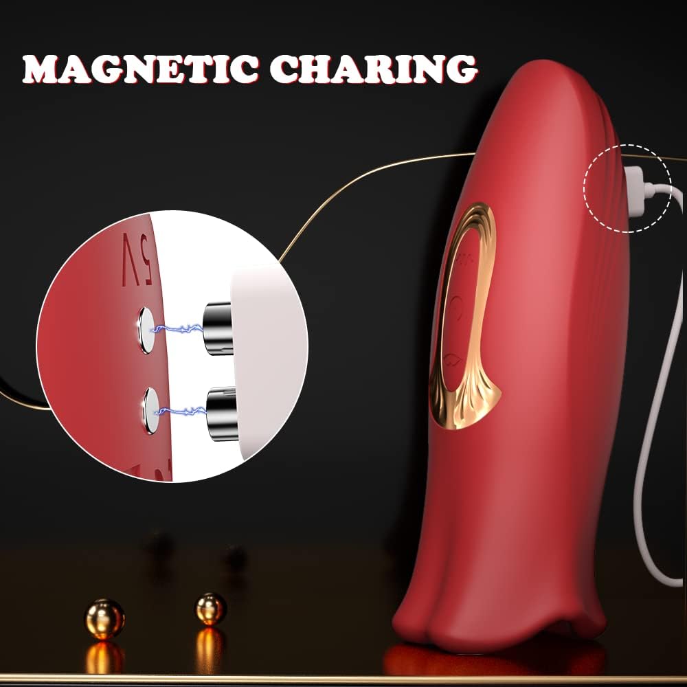 E-25 Red Lip Vibrating Sucker vibrator with oral-simulation design, featuring a realistic red lip shape and vibrating functionality.