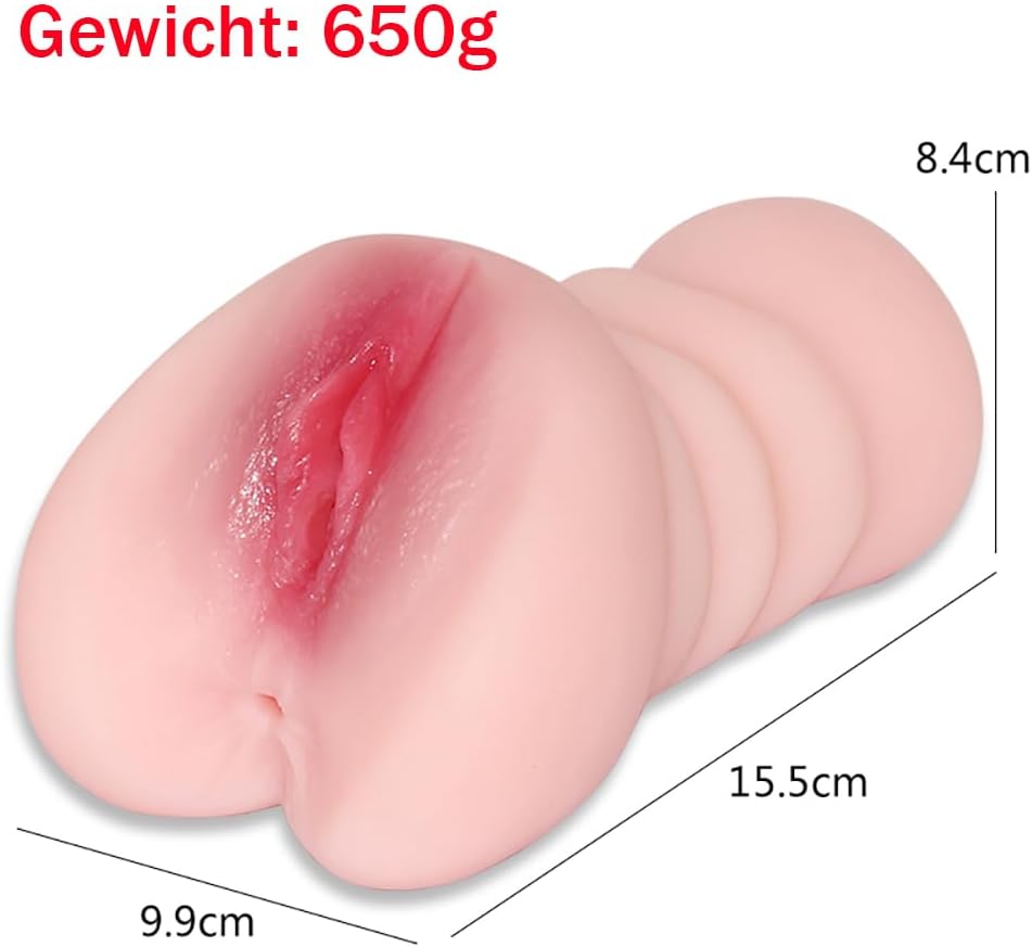 VelvetPeach DualHole Masturbator by B-22 featuring realistic vagina and anal openings with soft velvet texture.