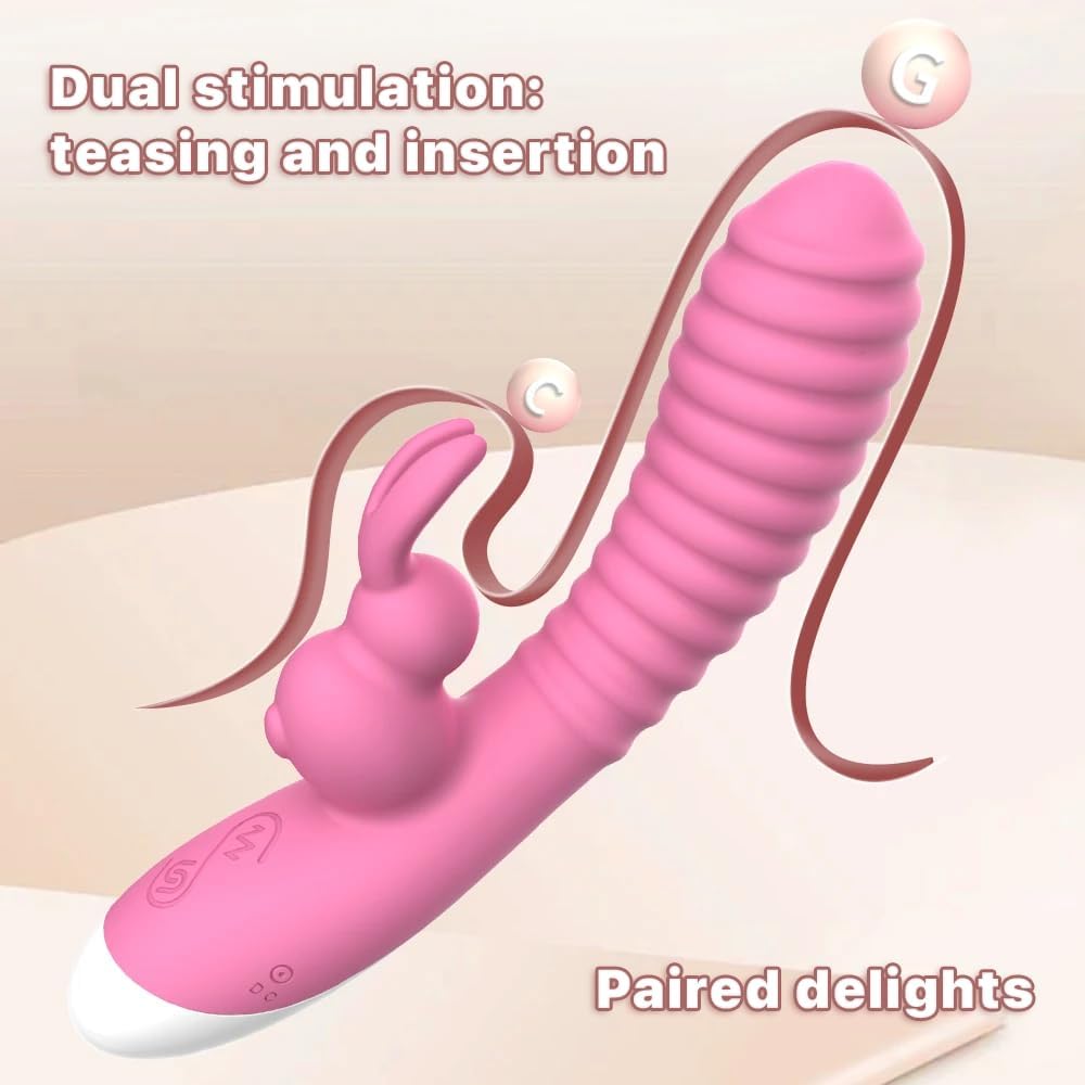 VelvetBunny Ripple Rabbit Vibrator by E-33, close-up of sleek, velvet-textured body and ergonomic design for pleasure.