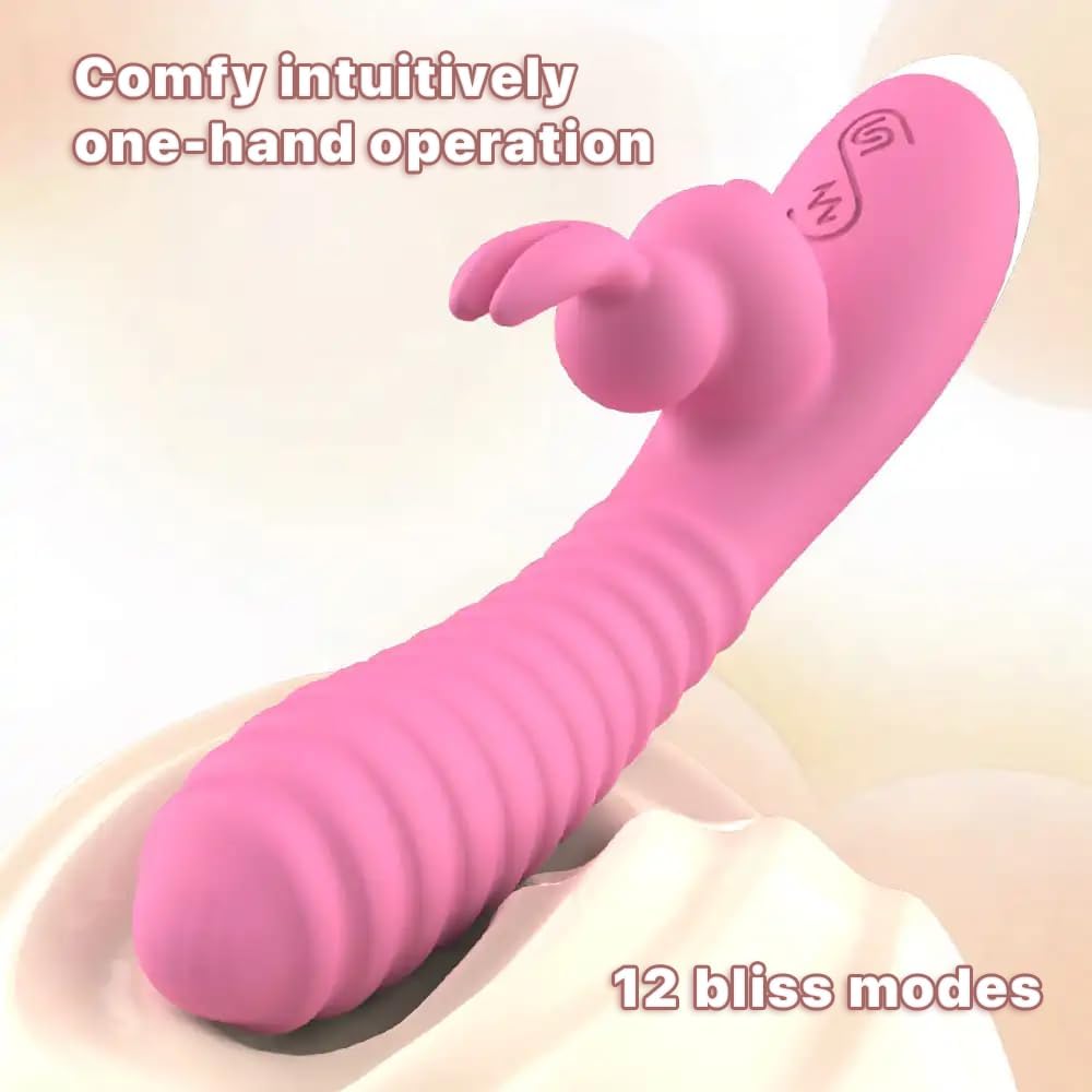 VelvetBunny Ripple Rabbit Vibrator by E-33, showing the smooth, curved silicone body with textured ripples for enhanced stimulation.