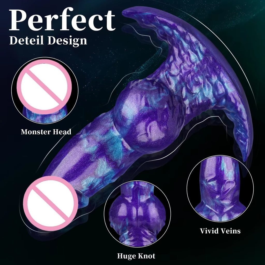 Inflatable fantasy dildo "Galaktisches Violett" by C-45, showing its vibrant purple color and detailed design.