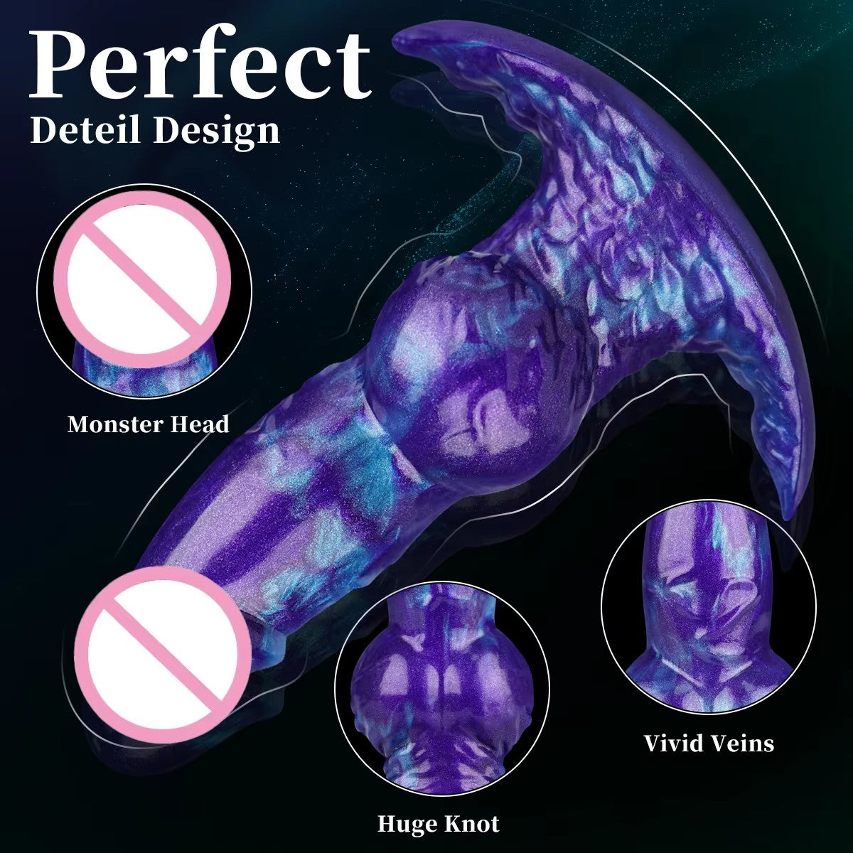 Inflatable fantasy dildo "Galaktisches Violett" by C-45, showing its vibrant purple color and detailed design.