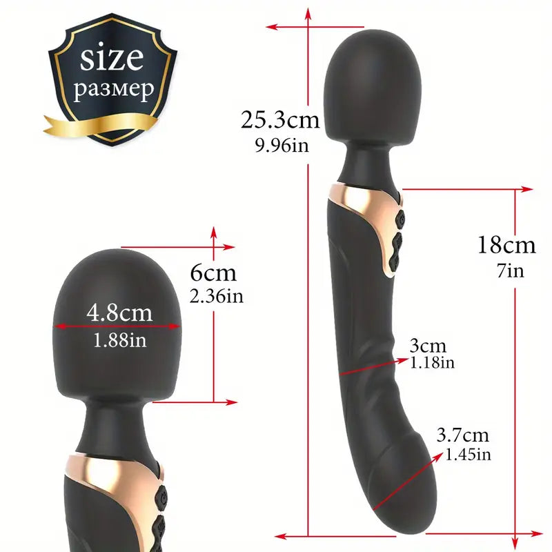 E-35 DualEclipse Wand Vibrator with dual motor and flexible design, shown in sleek black color on a neutral background.