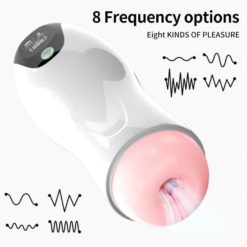 D-25 automatic masturbator "Tiefer Ozean" with realistic ocean-themed interior design, compact and discreet sex toy for men.