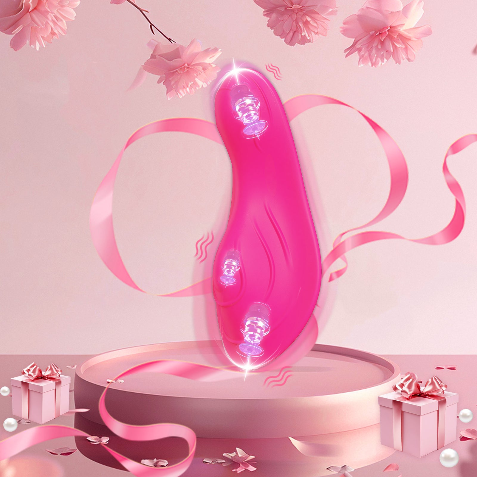 A-36 App Remote Vibrator Butterfly, pink silicone vibrator with butterfly design and remote control, displayed on a neutral background.