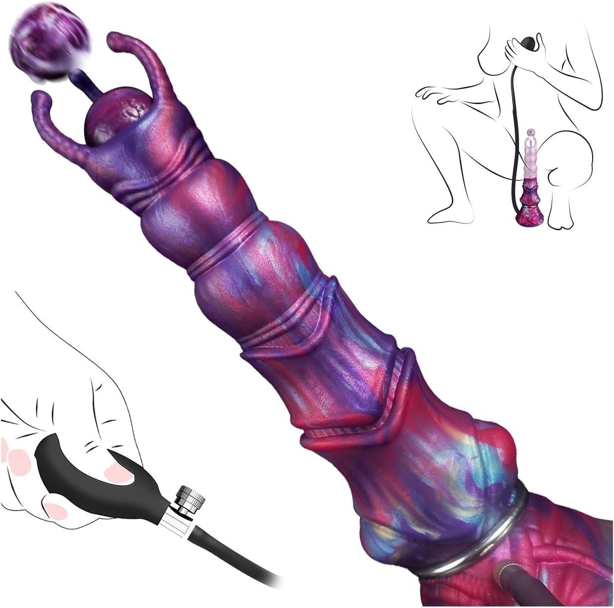 B-33 Monster Ovipositor Dragon inflatable dragon-shaped dildo with detailed scales and vibrant red coloring.