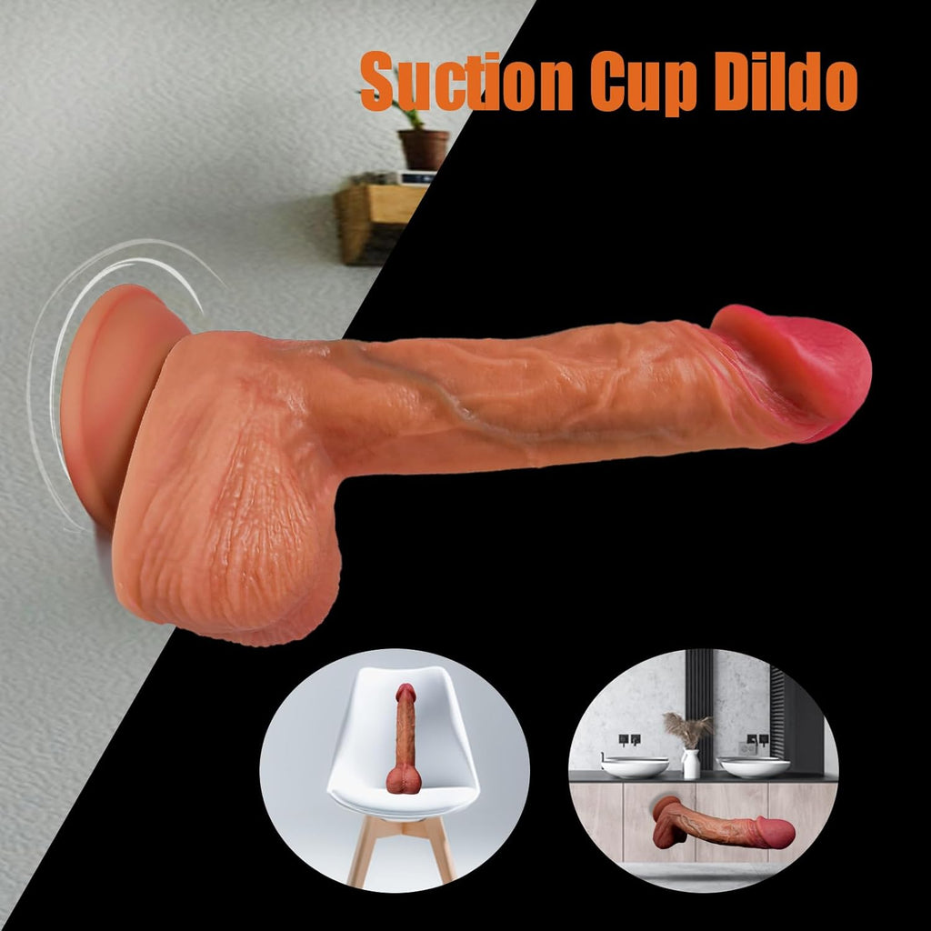 Realistic Dildo with suction cup from D-48, D-46, D-47 brands, featuring soft, lifelike texture for versatile adult pleasure use.